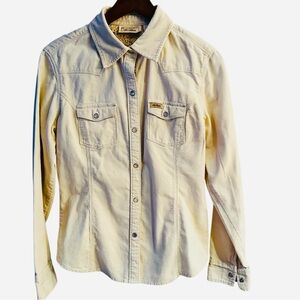 LEVI'S  Signature Cream Corduroy Western Shirt Snap Button Front w/floral trim